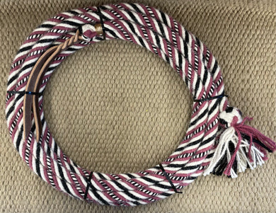Mecate - MEC112 - 5/8” x 22’ 6-Strand Alpaca Pink, Black and White