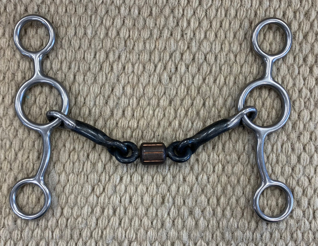 BIT - RM70 - Reinsman Junior Cow Horse Sweet Iron Dogbone w/ Roller