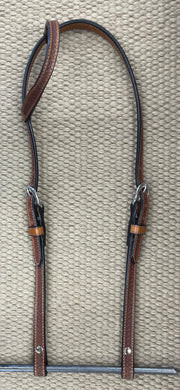 Headstall - HS165 - Full Sliding Ear w/ Straight Cheeks Basket Antiqued