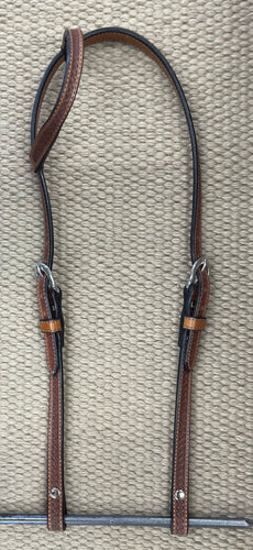 Headstall - HS165 - Full Sliding Ear w/ Tapered Cheeks Basket Antiqued