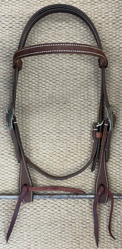 Headstall - HS188 - Martin Chocolate Rough Out w/ Laramie Buckles and Latigo Ties