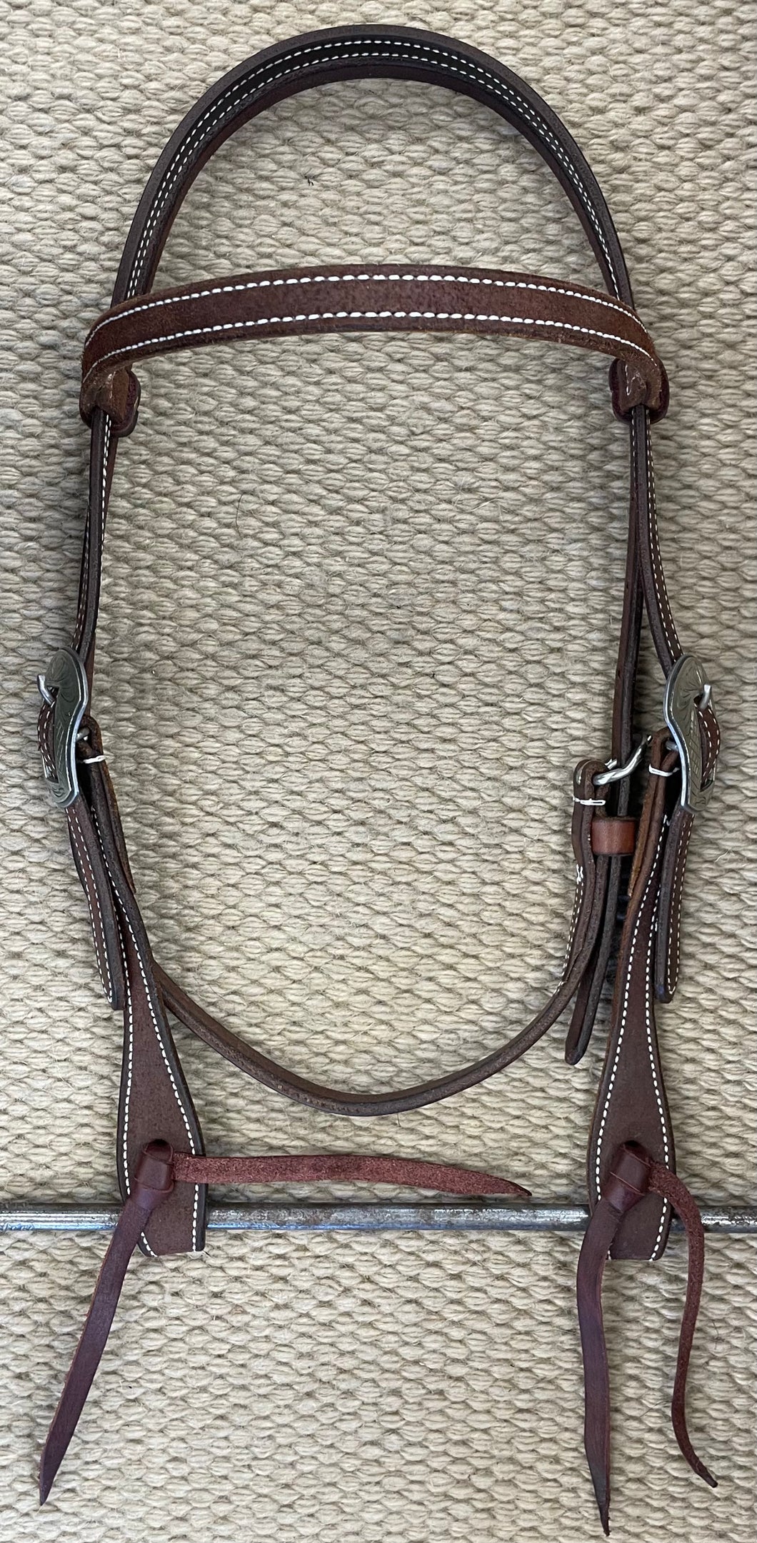 Headstall - HS188 - Martin Chocolate Rough Out w/ Laramie Buckles and Latigo Ties
