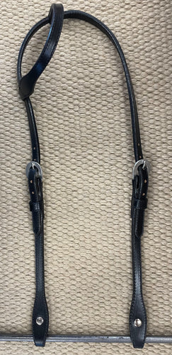 Headstall - HS157 - Full Sliding Ear w/ Shaped Cheeks Plain Black