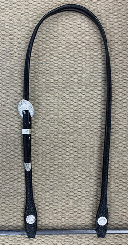 Headstall - HS97 - Basket Black Split Ear w/ Silver Plate