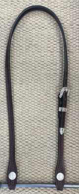 Headstall - HS201 - Basket Brown Split Ear w/ Silver Overlay Trim