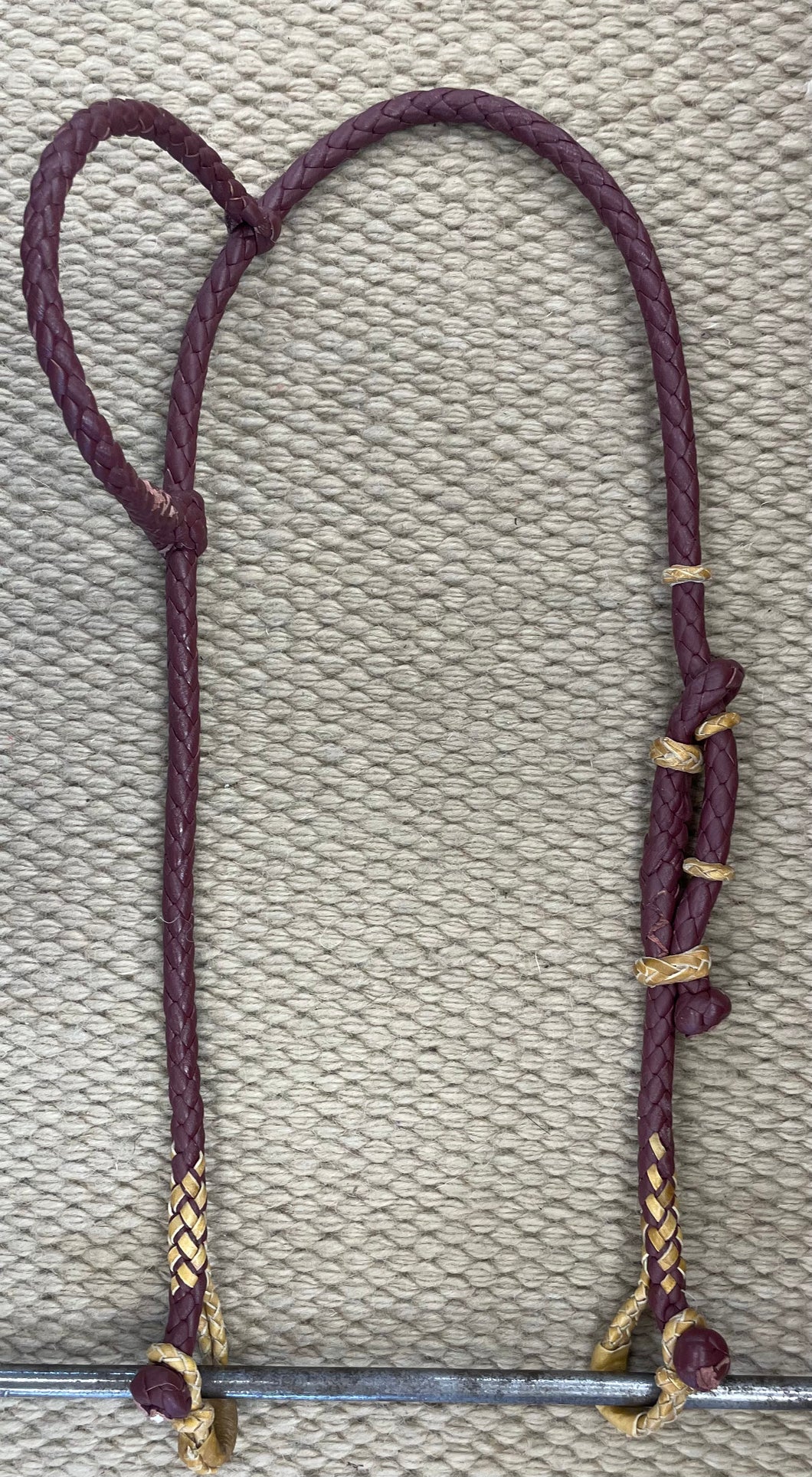 Headstall - HS51 - Latigo Single Ear w/ Natural Rawhide