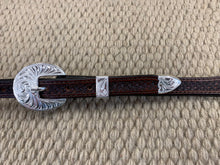 Headstall - HS153 - Basket Brown Split Ear w/ Silver Plate