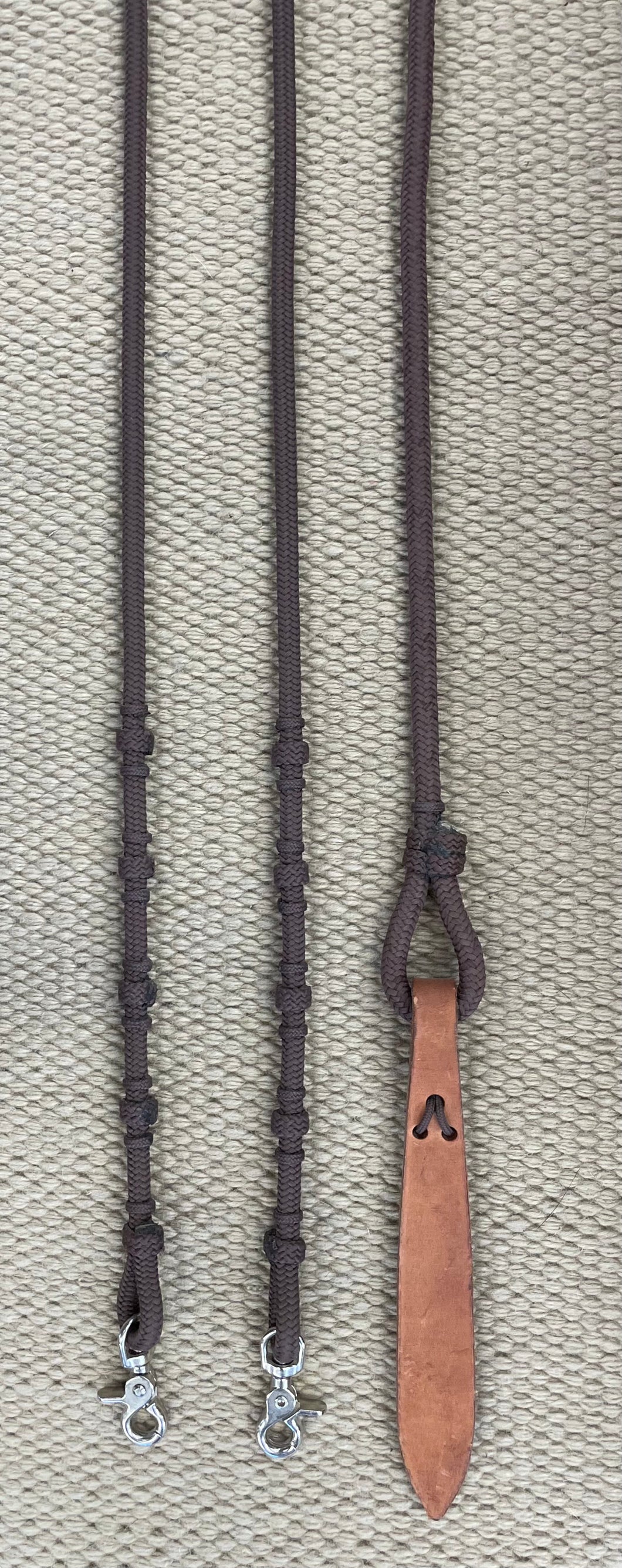 Romal Reins - RR34 - 16 Plait Brown Braided Nylon w/ Deluxe Buttons 100