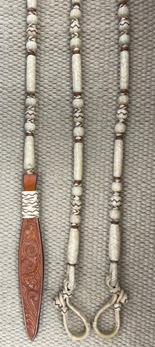 Romal Reins - RR87 - 12 Plait Natural w/ Caramel Accents 104”