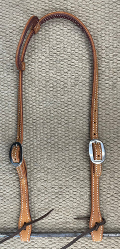 Headstall - HS299 - Rough Out Light Brown Single Ear Double-Stitched