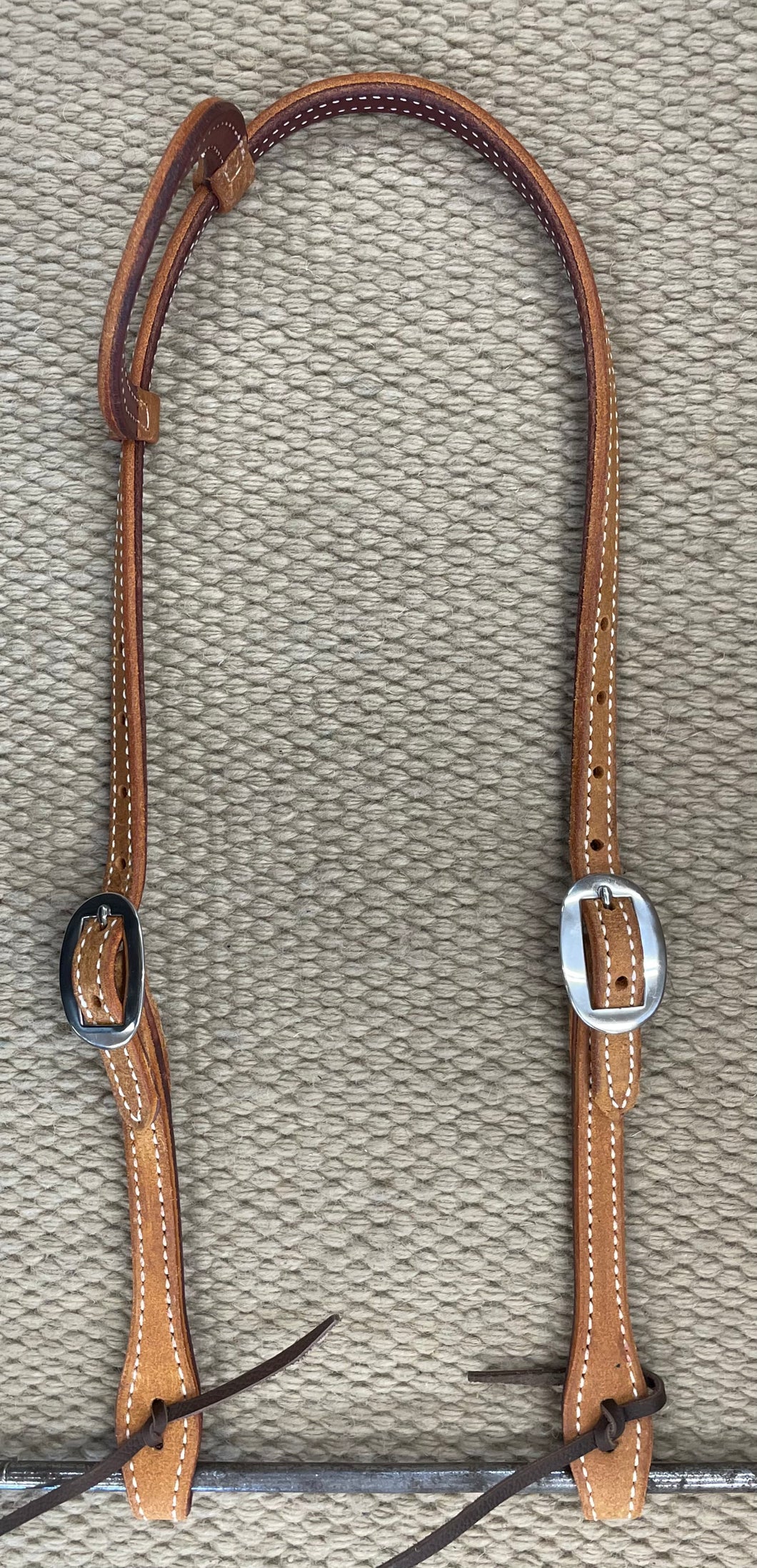 Headstall - HS299 - Rough Out Light Brown Single Ear Double-Stitched