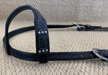 Headstall - HS136 - Basket Black Single Ear w/ Three Dots Pattern