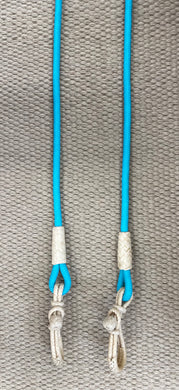 Closed Reins - CR35 - 8' Turquoise w/ Rawhide Connectors