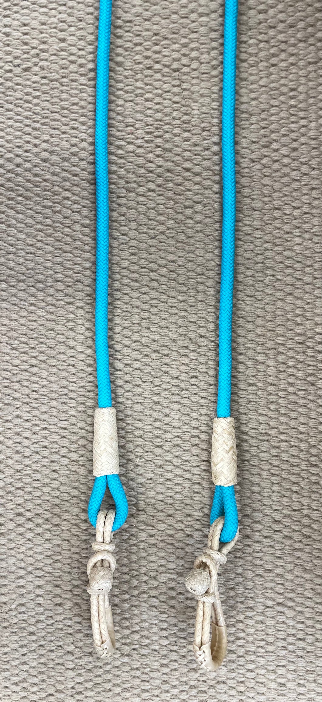 Closed Reins - CR35 - 8' Turquoise w/ Rawhide Connectors