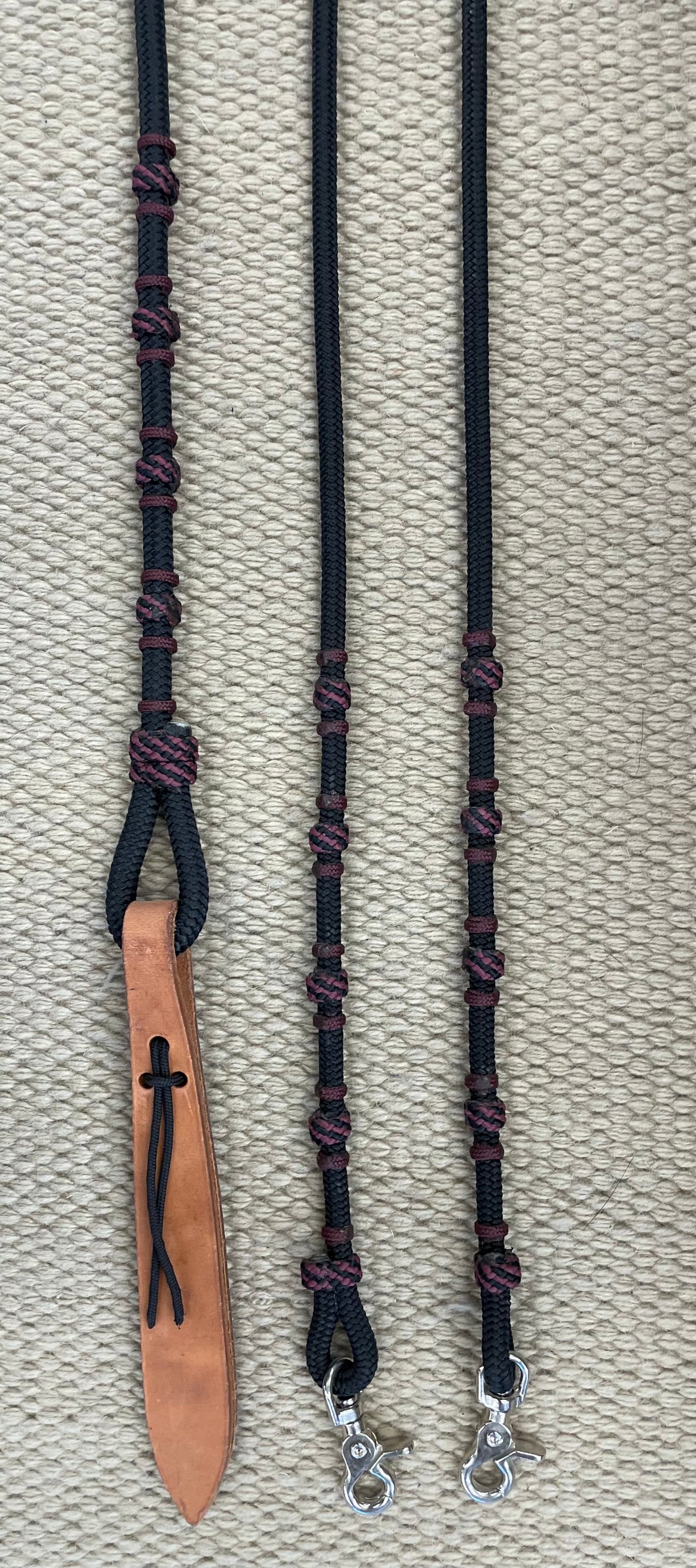 Romal Reins - RR35 - 16 Plait Black Nylon w/ Deluxe Buttons 100