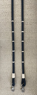 Closed Reins - CR18 - 8' Black Nylon w/ Rawhide Knots and Snaps