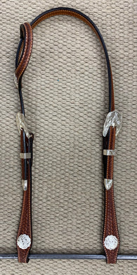 Headstall - HS90 - Basket Medium Oil Sliding Ear w/ Silver Plate
