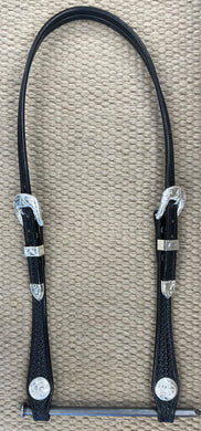 Headstall - HS204 - Basket Black Split Ear w/ Silver Plated Trim