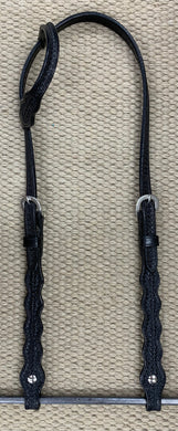Headstall - HS68 - Basket Black 5 Scallop Single Ear