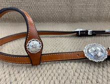 Headstall - HS24 - Light Brown Single Ear w/ Silver Plate