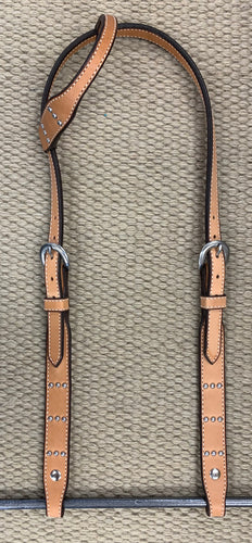 Headstall - HS71 - Plain No Oil Single Ear w/ Three Spots