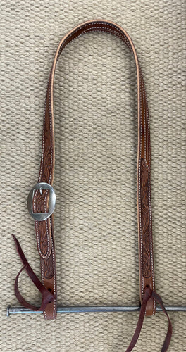 Headstall - HS178 - Martin Ranahan Series Chocolate Tooled Split Ear