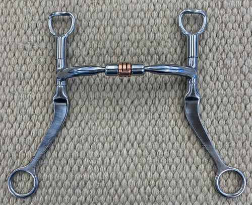 BIT - MB54 - Myler Stainless Steel Flat Shank w/ Sweet Iron Comfort Snaffle and Copper Roller