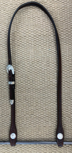 Headstall - HS146 - Basket Brown Split Ear w/ Silver Plate