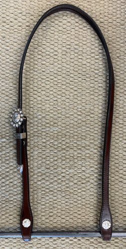 Headstall - HS169 - Plain Brown Split Ear w/ Sterling Overlay