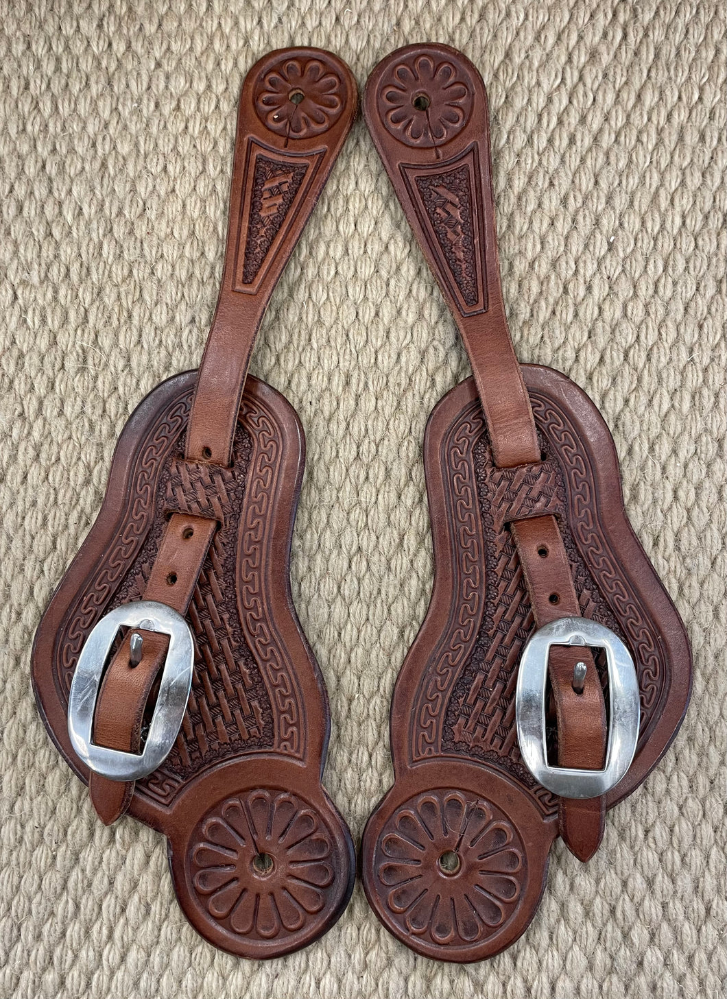 Spur Straps - SPS76 - Martin Buckaroo Chocolate Basket w/ San Carlos Border