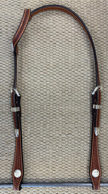 Headstall - HS93 - Basket Medium Oil Single Ear w/ Silver Plate