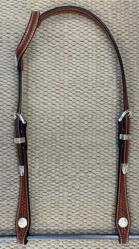 Headstall - HS93 - Basket Medium Oil Single Ear w/ Silver Plate