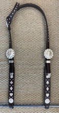 Headstall - HS173 - Plain Dark Brown Single Ear w/ Card Suits and Sterling Overlay