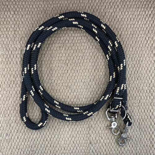 Closed Reins - CR25 - Yacht Braid Single Black and Tan 8’
