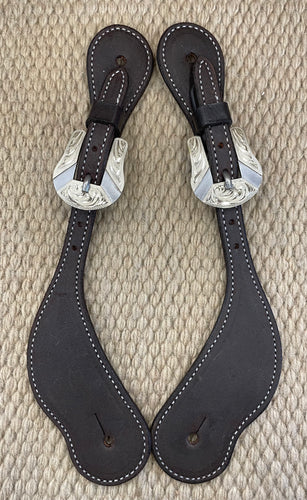 Spur Straps - SPS28 - Martin Cowboy Chocolate Rough Out w/ Deadwood Buckle