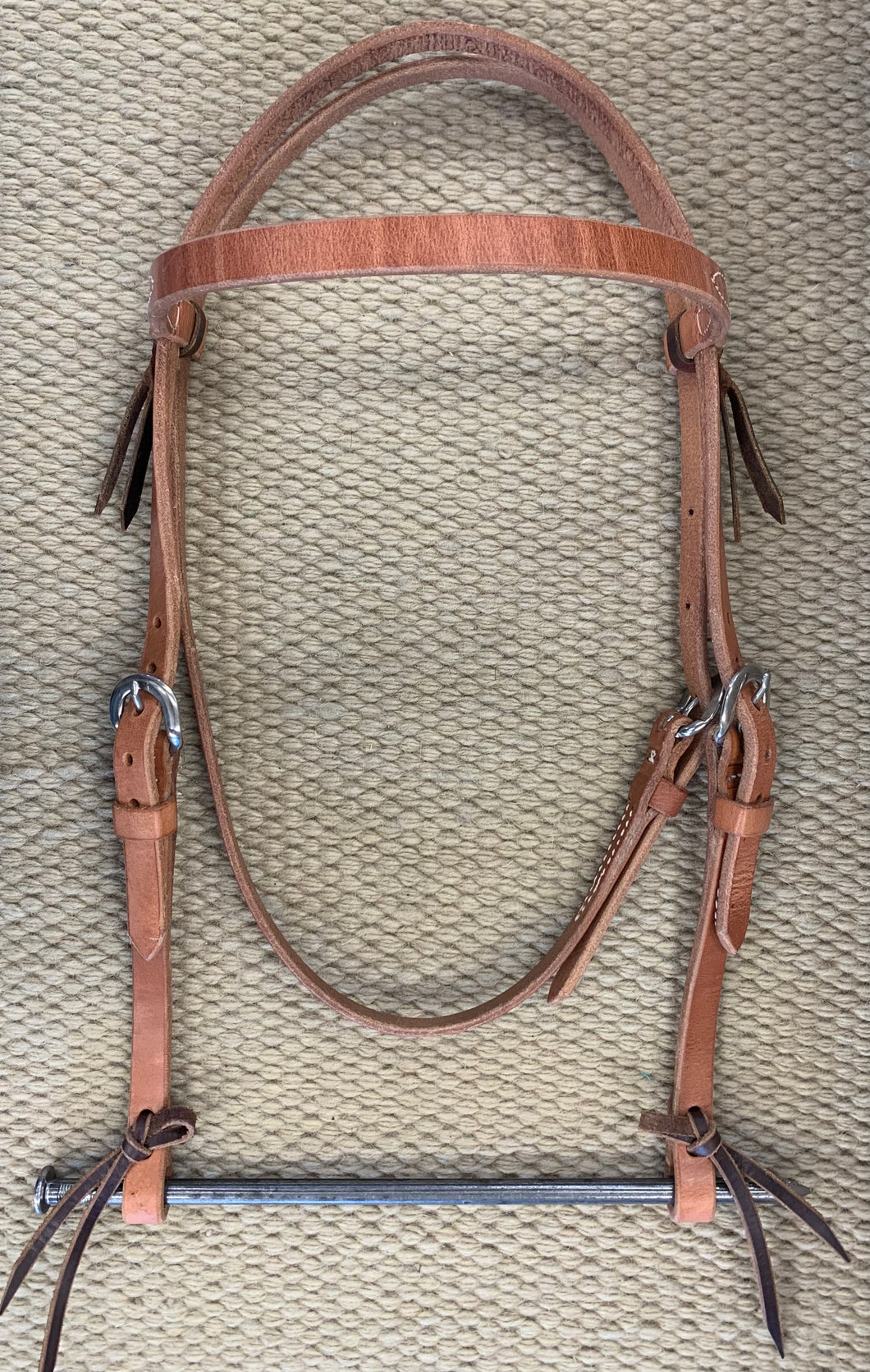 Headstall - HS163  5/8” Harness w/ Two Buckles and Latigo Ties