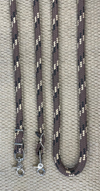 Closed Reins - CR20 - 10' Braided Yacht Rope Brown, Black and Tan