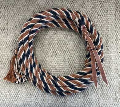 Mecate - MEC108 - 5/8” x 22’ 6-Strand Alpaca Rust, Tan, and Black