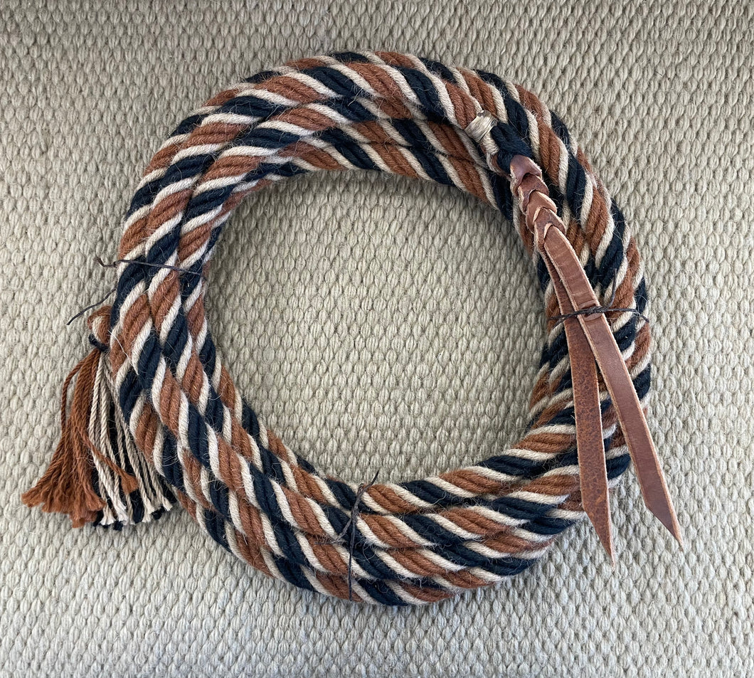 Mecate - MEC108 - 5/8” x 22’ 6-Strand Alpaca Rust, Tan, and Black