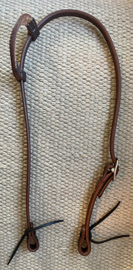 Headstall - HS182 - Heavy Oiled Sliding Ear  Single Buckle w/ Latigo Ties