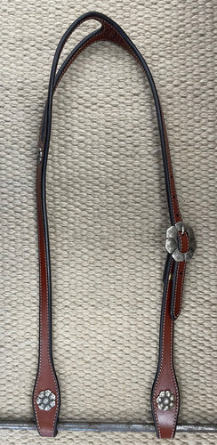 Headstall - HS268 - Tony Pedrini Formed Ear w/ Mincer Silver Brown