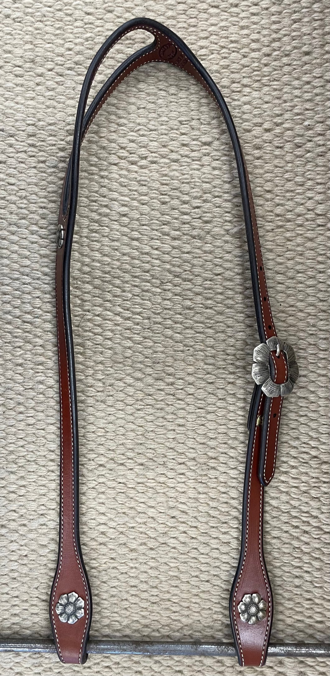 Headstall - HS268 - Tony Pedrini Formed Ear w/ Mincer Silver Brown