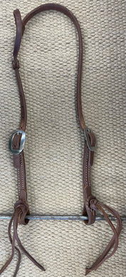 Headstall - HS183 - Heavy Oiled Sliding Ear w/ Rattlesnake Ties