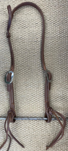 Headstall - HS183 - Heavy Oiled Sliding Ear w/ Rattlesnake Ties
