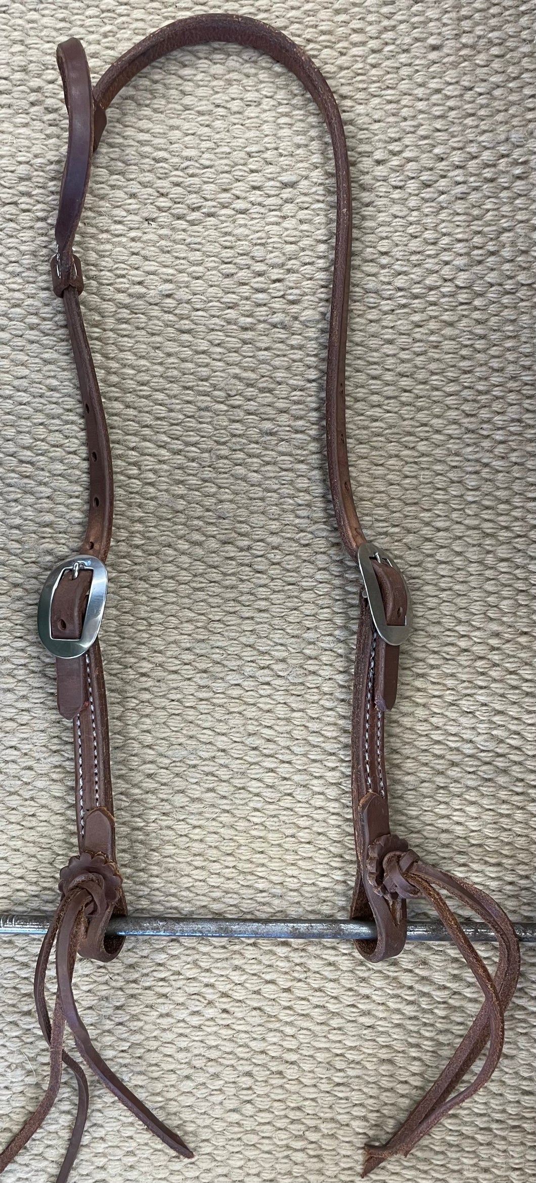 Headstall - HS183 - Heavy Oiled Sliding Ear w/ Rattlesnake Ties