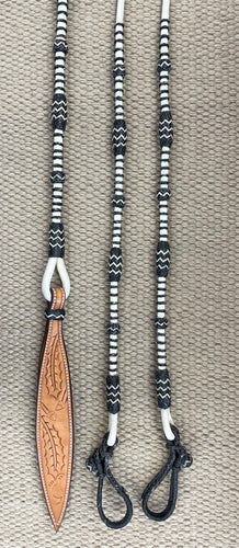 Romal Reins - RR32 - Braided Nylon White w/ Black California Accents 104