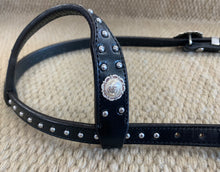 Headstall - HS171 - Plain Black Single Ear w/ Card Suits and Sterling Overlay