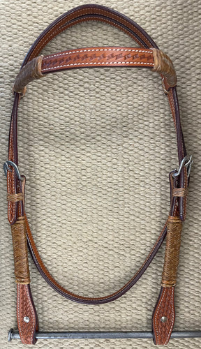 Headstall - HS197 - Buckstitched Brow Band w/ Rawhide