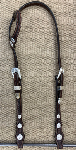 Headstall - HS17 - Chocolate Basket Single Ear w/ Silver Plate