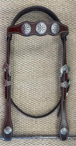 Headstall - HS281- Tony Pedrini Dark Brown Browband w/ J.Watt Hardware